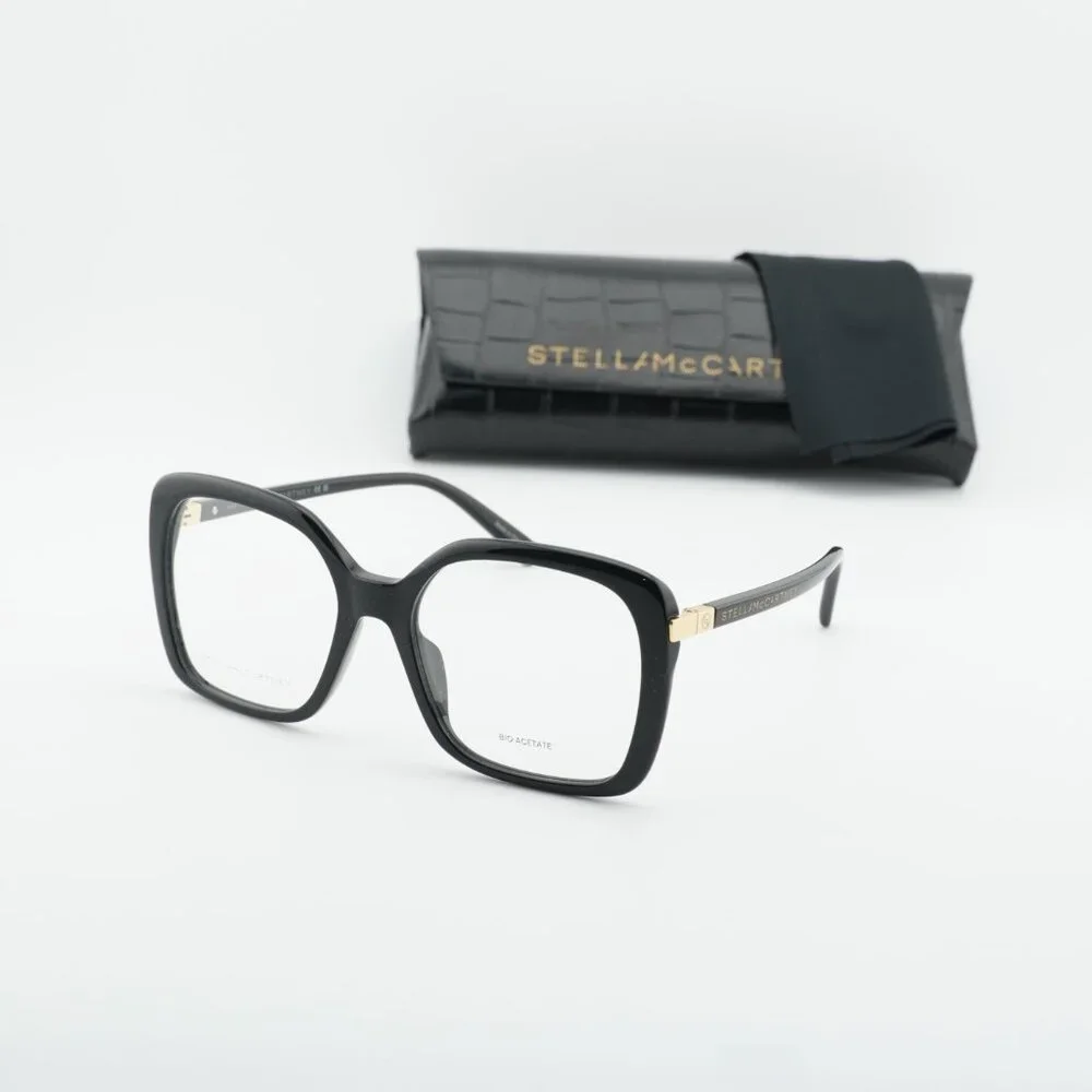 Stella McCartney SC50044I 001 Eyeglasses Shiny Black 56mm Square Frame